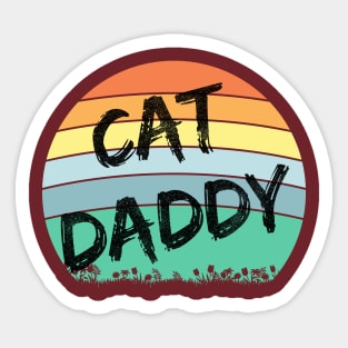 Cat Daddy (blk text, sunset circle) Sticker